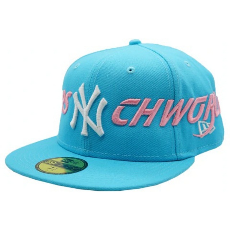 New Era New York Yankees Baby Blue/Pink Psychworld 59FIFTY Fitted Hat