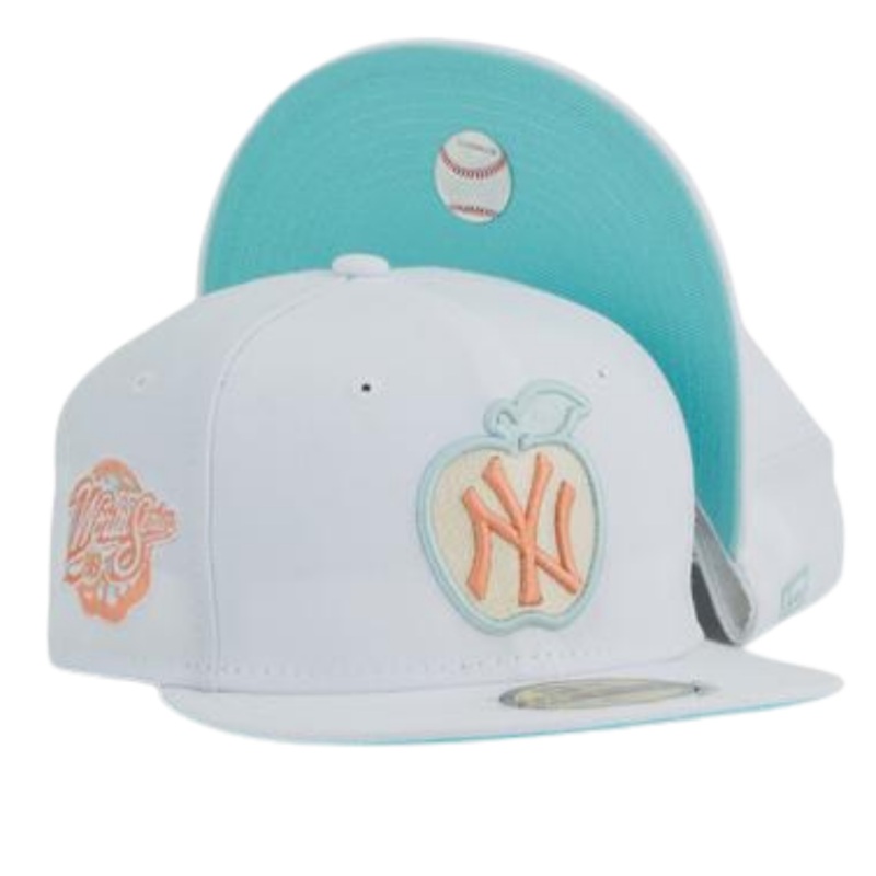 New Era New York Yankees White 1998 World Series Mint Blue Undervisor 59FIFTY Fitted Hat (For Kids)
