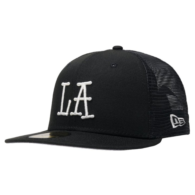 New Era “LA” Black Mesh Back 59FIFTY Fitted Cap