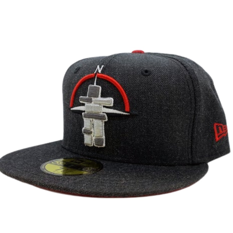 New Era True North Strong V2 Heather Black Red Undervisor 59FIFTY Fitted Hat