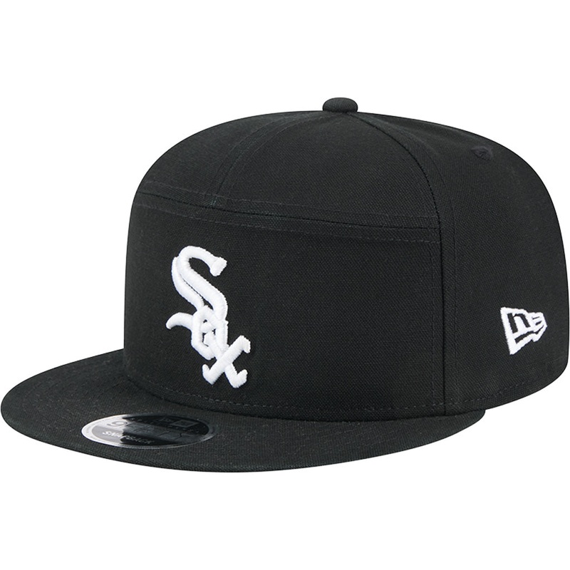 MLB Chicago White Sox Cotton Canvas 9FIFTY Split Panel Snapback Hat – Black