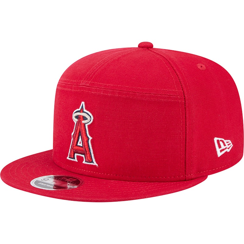MLB Los Angeles Angels Cotton Canvas 9FIFTY Split Panel Snapback Hat – Red