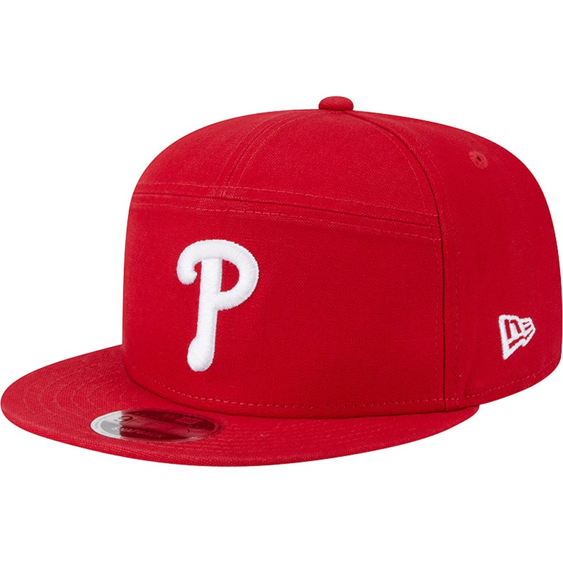 MLB Philadelphia Phillies Cotton Canvas 9FIFTY Split Panel Snapback Hat – Red