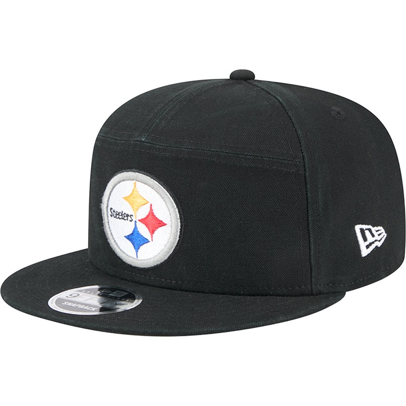 NFL Pittsburgh Steelers Cotton Canvas 9FIFTY Split Panel Snapback Hat – Black