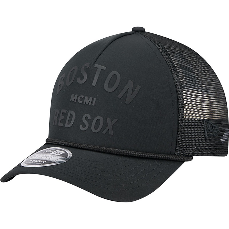 MLB Boston Red Sox New Era Minimalist 9FORTY M-Crown Snapback Trucker Hat – Black