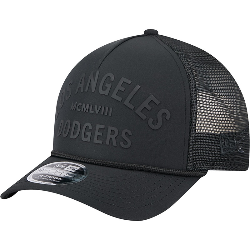MLB Los Angeles Dodgers New Era Minimalist 9FORTY M-Crown Snapback Trucker Hat – Black