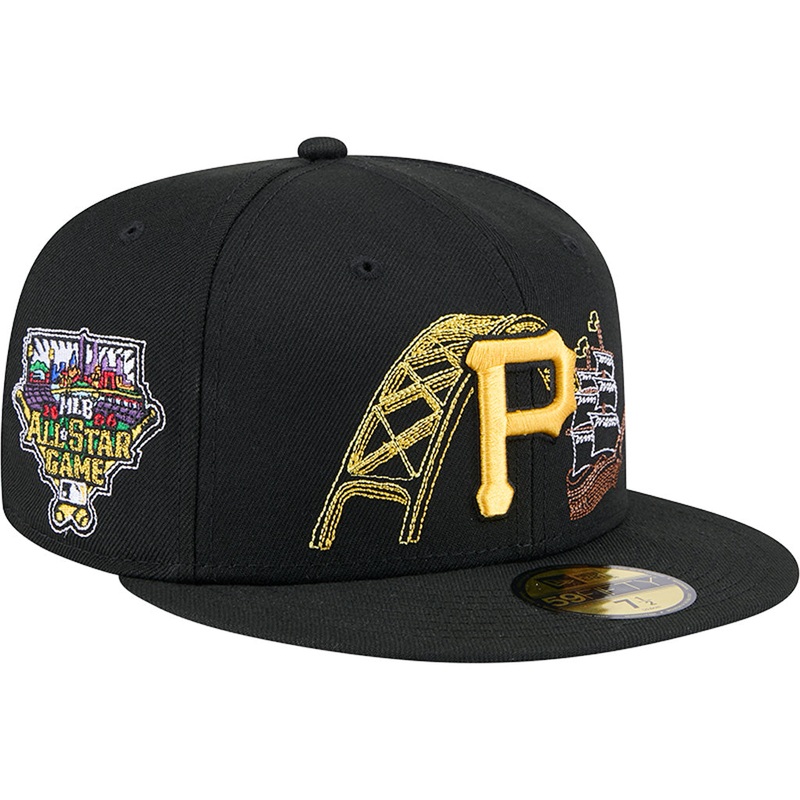 MLB Pittsburgh Pirates New Era State Stitch 59FIFTY Fitted Hat – Black