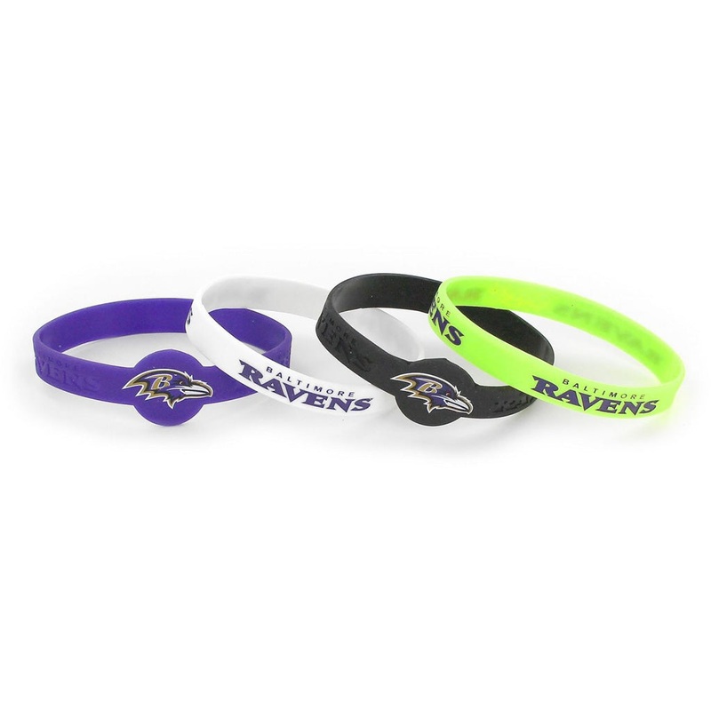 NFL Baltimore Ravens Aminco 4-Pack Silicone Bracelet Bands