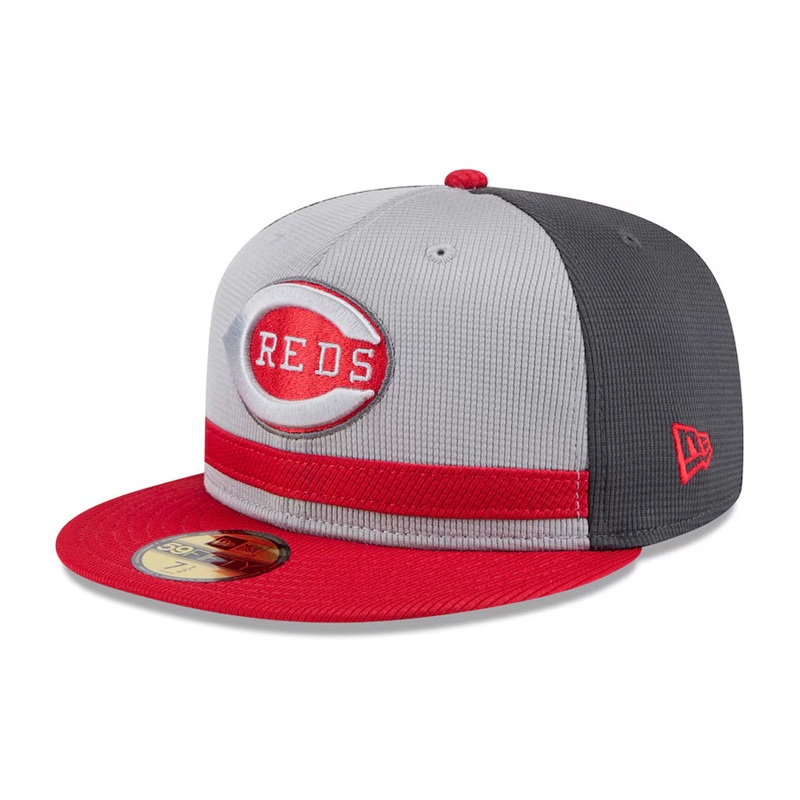 MLB Cincinnati Reds New Era 2025 Graphite Batting Practice 59FIFTY Fitted Hat – Graphite