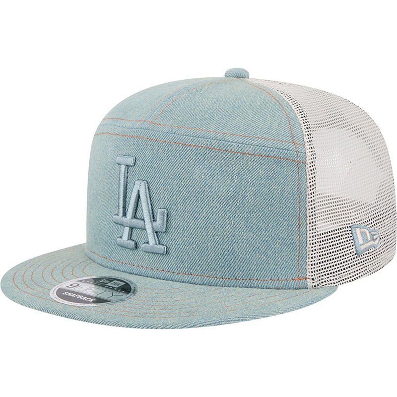 MLB Los Angeles Dodgers New Era Denim 9FIFTY Split Panel Snapback Trucker Hat – Navy