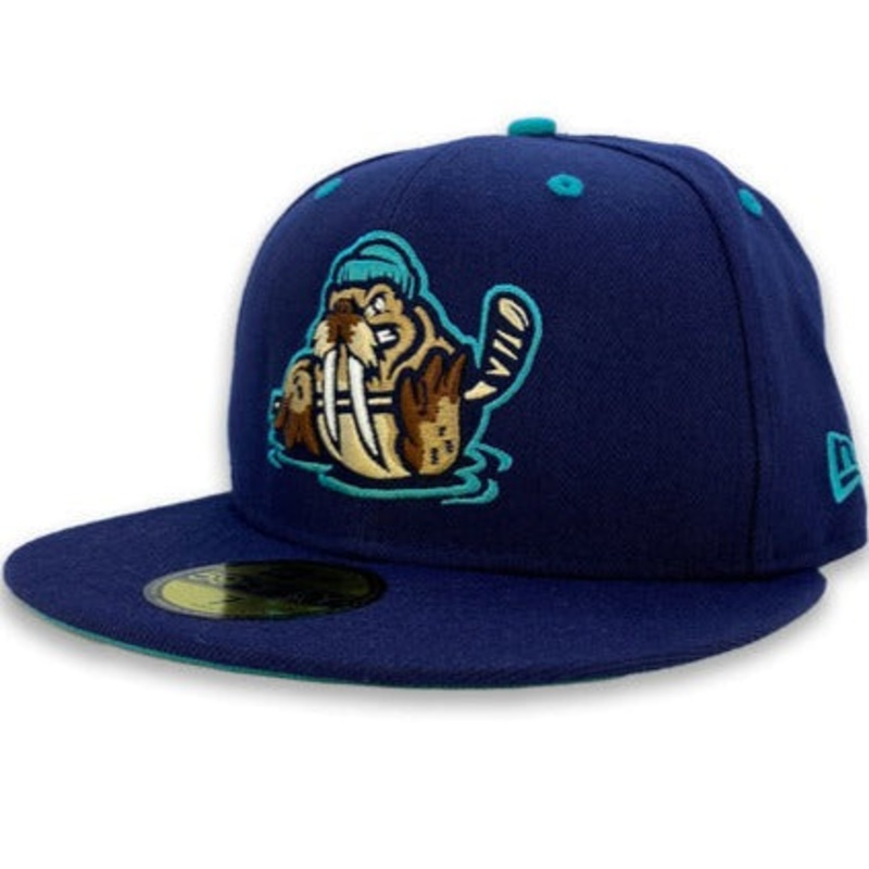 New Era James Bay Tuskers Navy Walrus Teal Undervisor 59FIFTY Fitted Hat