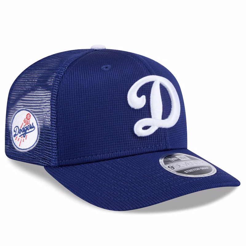 MLB Los Angeles Dodgers New Era 2025 Batting Practice 9SEVENTY Stretch-Snapback Trucker Hat – Blue