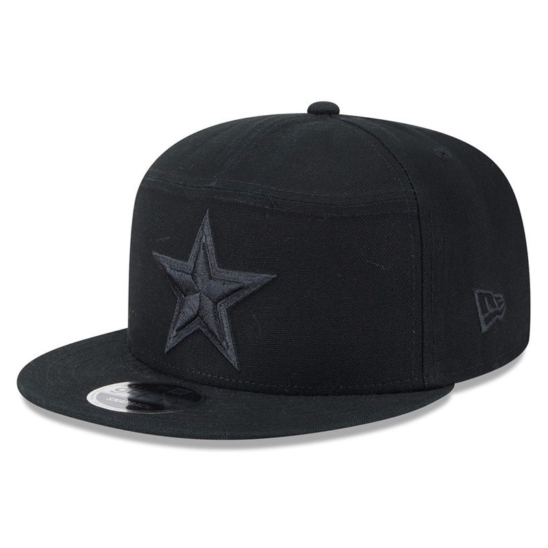 NFL Dallas Cowboys New Era BoB Cotton Canvas 9FIFTY Split Panel Snapback Hat – Black