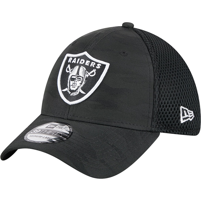 NFL Las Vegas Raiders New Era Black Camo 39THIRTY Flex Fit Hat – Black