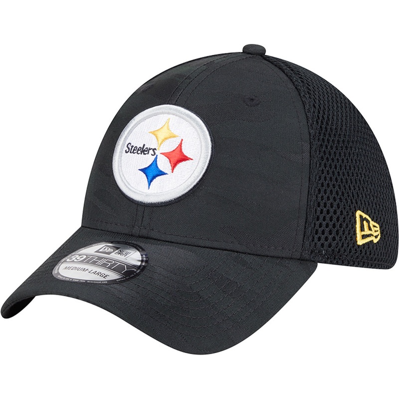 NFL Pittsburgh Steelers New Era Black Camo 39THIRTY Flex Fit Hat – Black