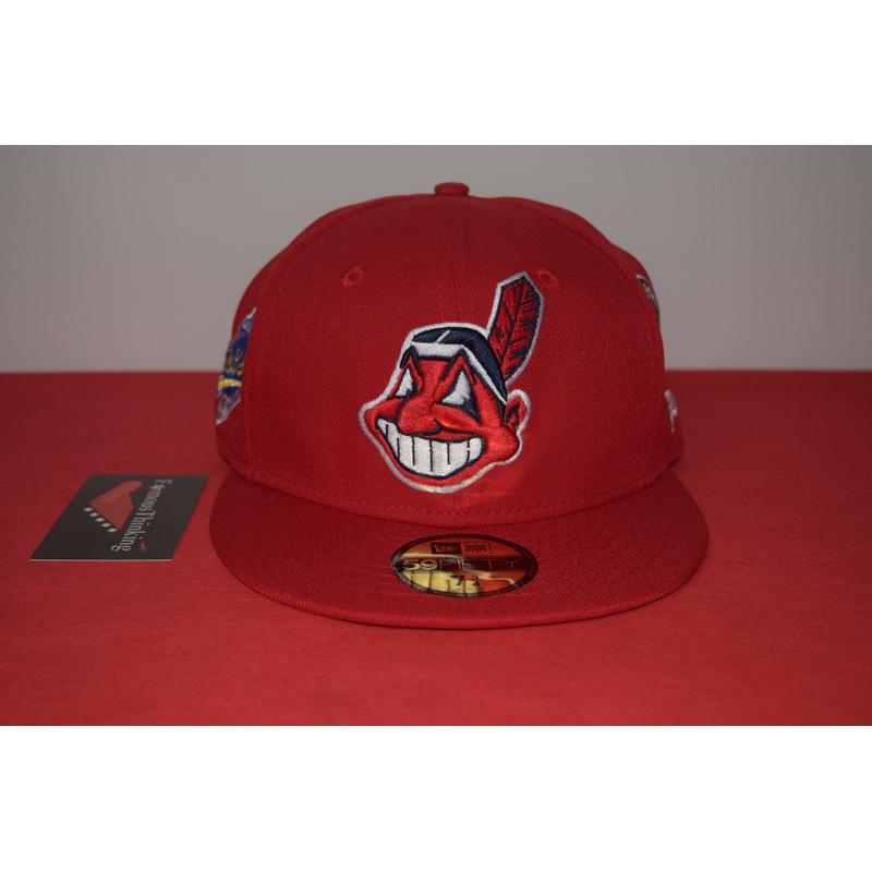 MLB New Era Cleveland Indians Chief Wahoo 95 World Series 2 Patch Fitted 59Fifty
