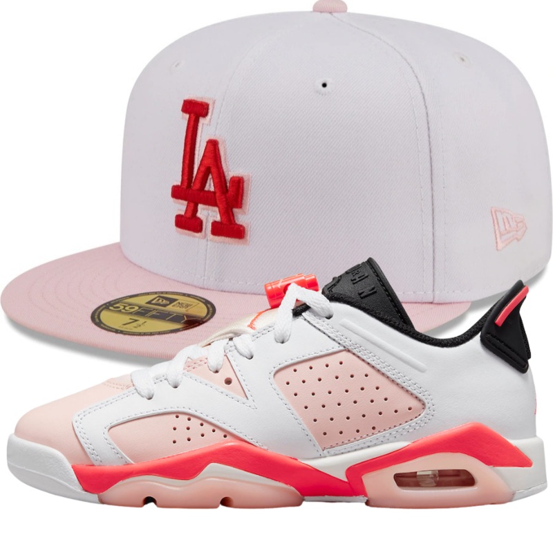 New Era White/Pink Fitted Hats w/ Air Jordan 6 Retro Low GS ‘Atmosphere’