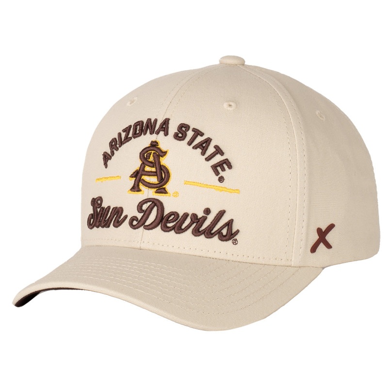 NCAA Arizona State Sun Devils CapX Almond X3 Snapback Hat – Cream