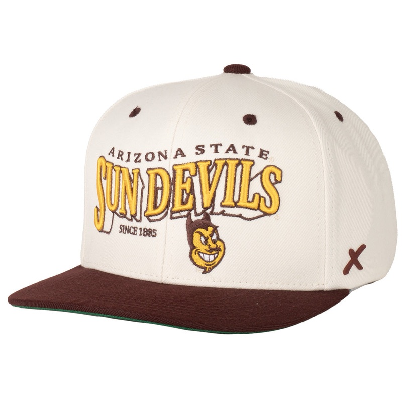NCAA Arizona State Sun Devils CapX Two-Tone Nostalgia X12 Snapback Hat – Cream