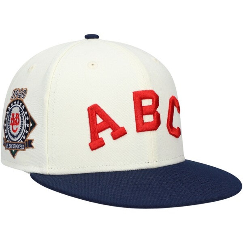 Rings & Crwns  Atlanta Black Crackers Team Fitted Hat – Cream/Navy