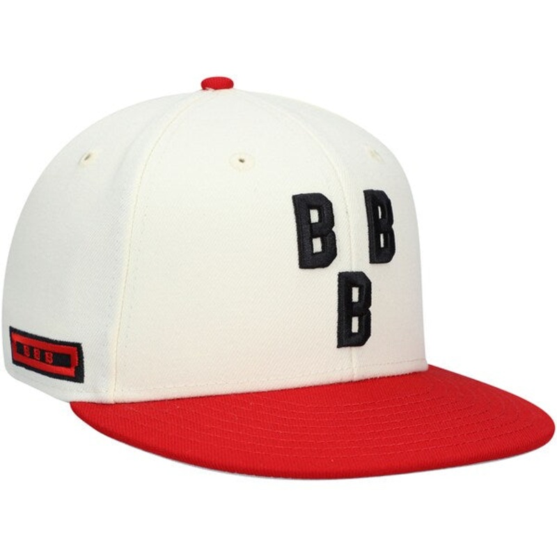 Rings & Crwns  Birmingham Black Barons Team Fitted Hat – Cream/Red