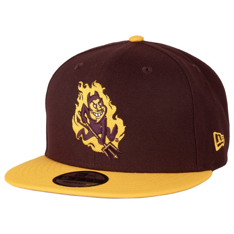 NCAA Arizona State Sun Devils New Era Sparky Flames 9FIFTY 2-Tone Snapback Hat – Maroon