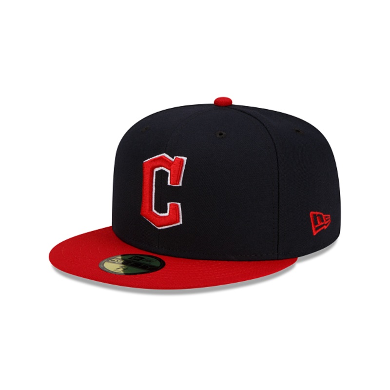 New Era 59FIFTY Cleveland Guardians Home Authentic Collection Fitted Hat Dark Navy Scarlet Red