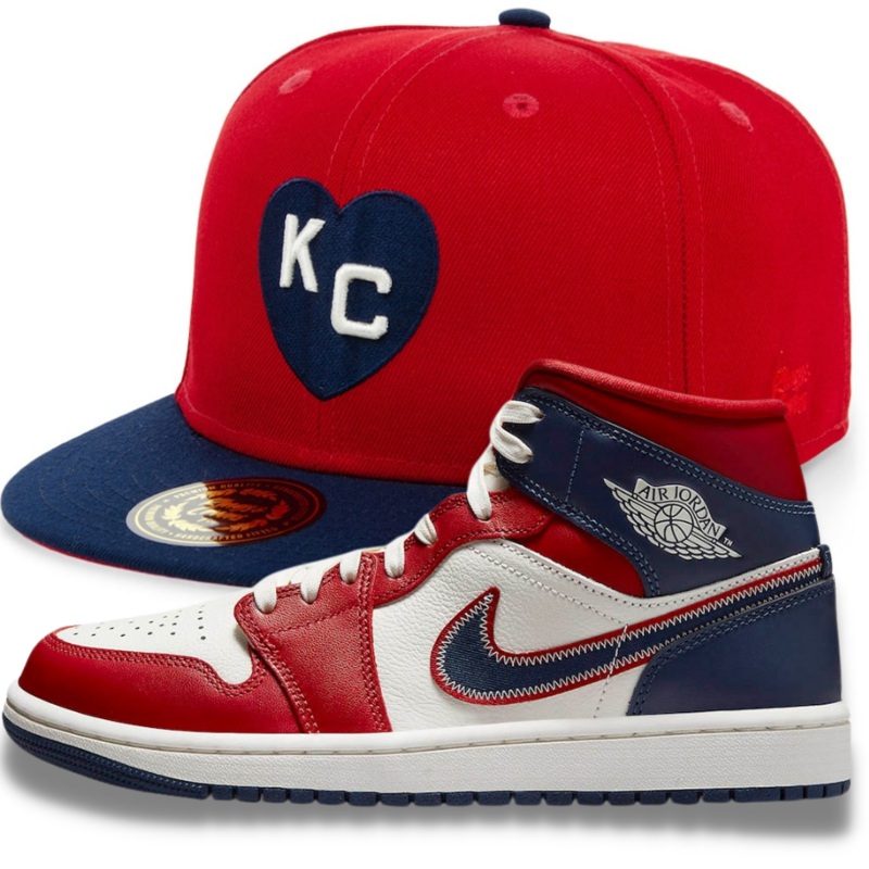 Rings & Crwns Kansas City Monarchs Fitted Hat w/ Wmns Air Jordan 1 Mid SE ‘USA’