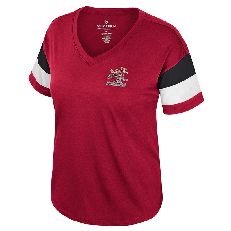 Tucson Roadrunners Women’s Colosseum Sparkle Vneck T-Shirt – Red