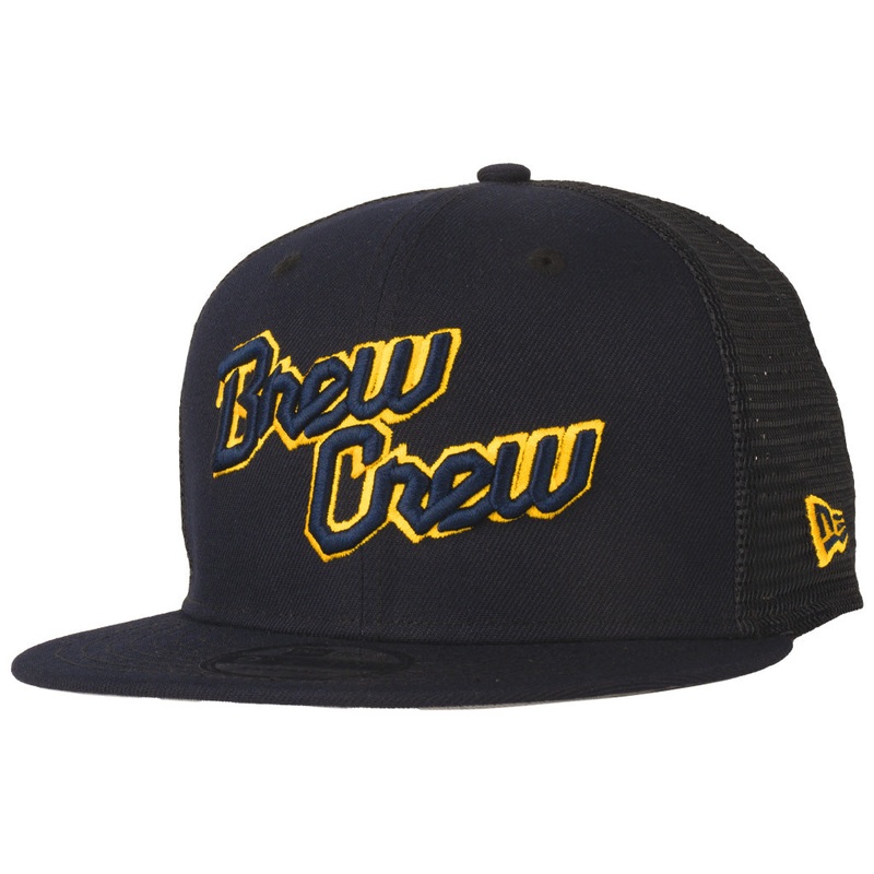 MLB Milwaukee Brewers New Era Shadowline 9FIFTY Snapback Trucker Hat – Navy