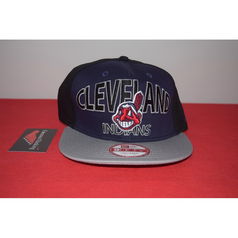MLB New Era Cleveland Indians Chief Wahoo Script Logo Snapback 9Fifty