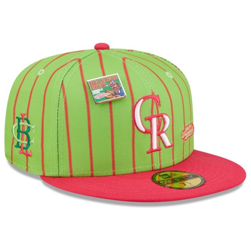 New Era MLB x Big League Chew  Colorado Rockies Wild Pitch Watermelon Flavor Pack 59FIFTY Fitted Hat – Pink/Green