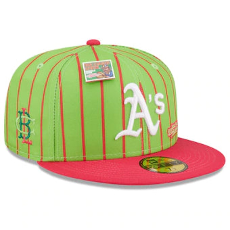New Era MLB x Big League Chew  Oakland Athletics Wild Pitch Watermelon Flavor Pack 59FIFTY Fitted Hat – Pink/Green