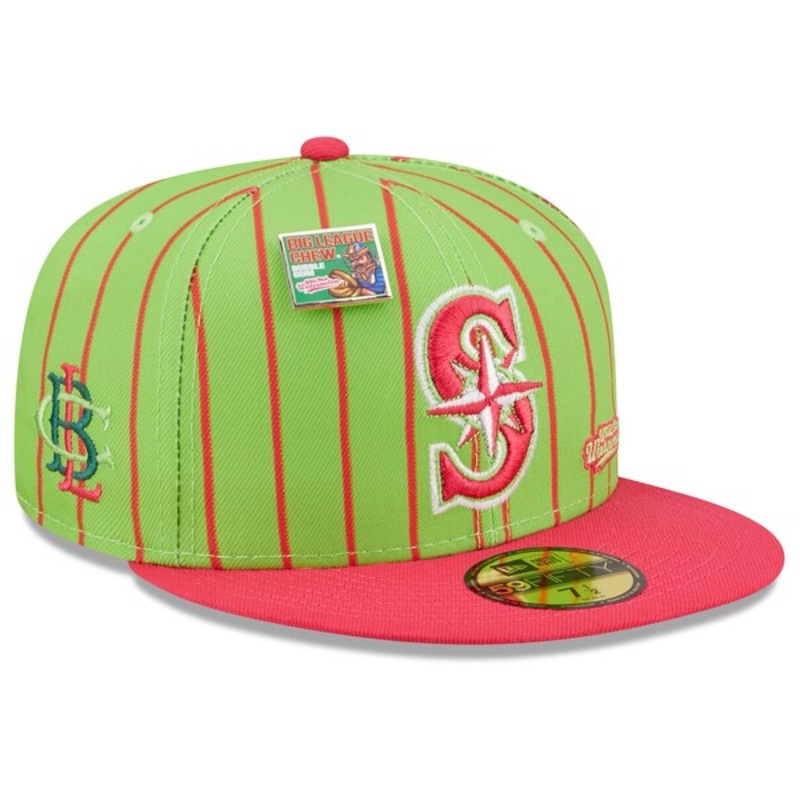 New Era MLB x Big League Chew  Seattle Mariners Wild Pitch Watermelon Flavor Pack 59FIFTY Fitted Hat – Pink/Green
