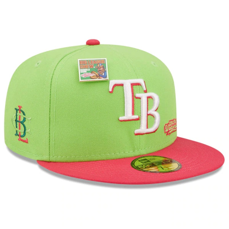 New Era MLB x Big League Chew  Tampa Bay Rays Wild Pitch Watermelon Flavor Pack 59FIFTY Fitted Hat – Pink/Green