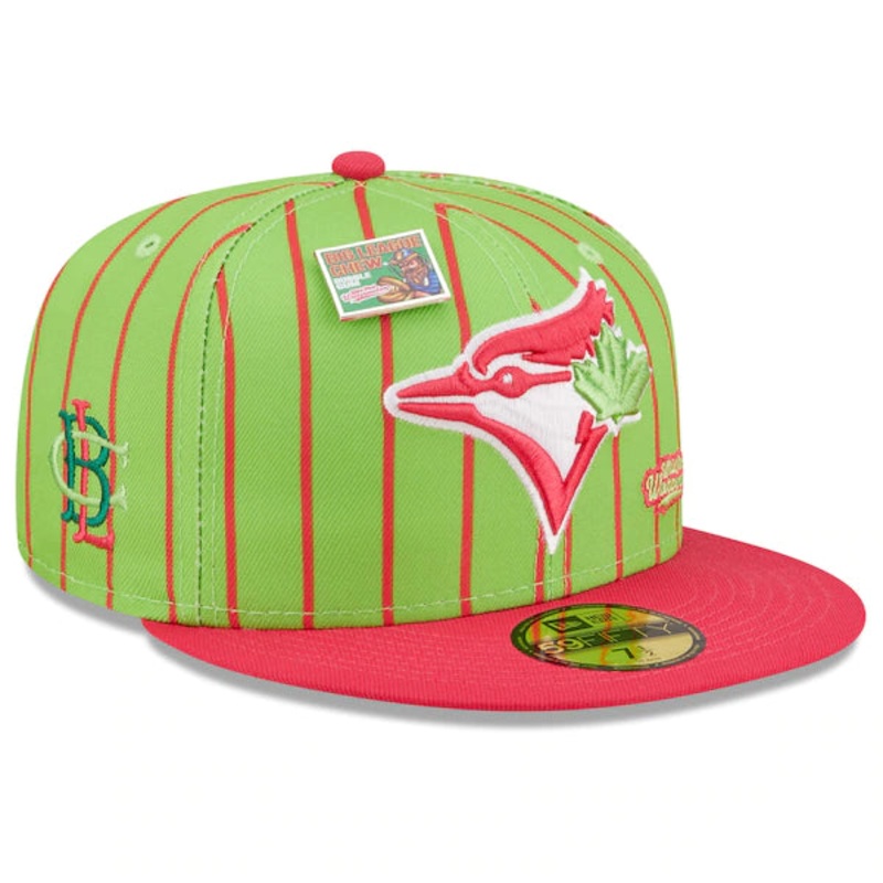 New Era MLB x Big League Chew  Toronto Blue Jays Wild Pitch Watermelon Flavor Pack 59FIFTY Fitted Hat – Pink/Green