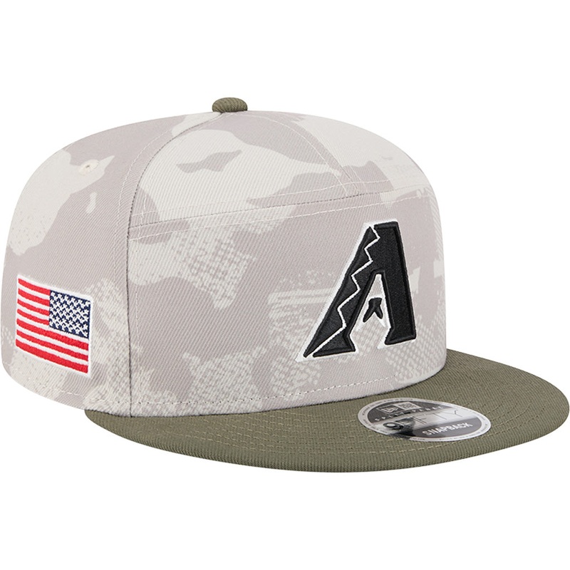 MLB Arizona Diamondbacks New Era 2025 Armed Forces Day 9FIFTY Split Panel Snapback Hat – Stone