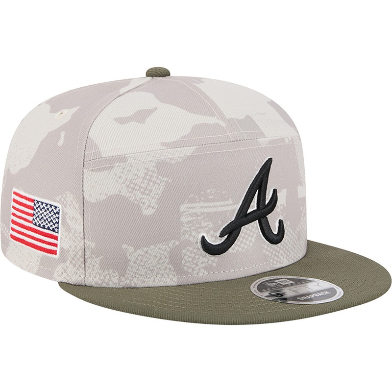 MLB Atlanta Braves New Era 2025 Armed Forces Day 9FIFTY Split Panel Snapback Hat – Stone