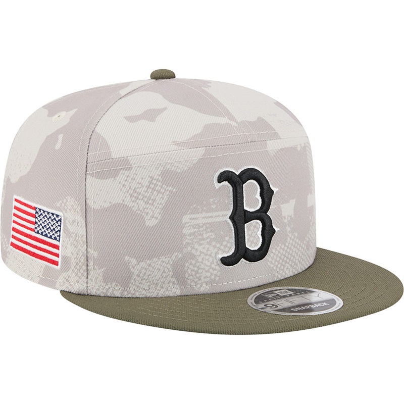 MLB Boston Red Sox New Era 2025 Armed Forces Day 9FIFTY Split Panel Snapback Hat – Stone