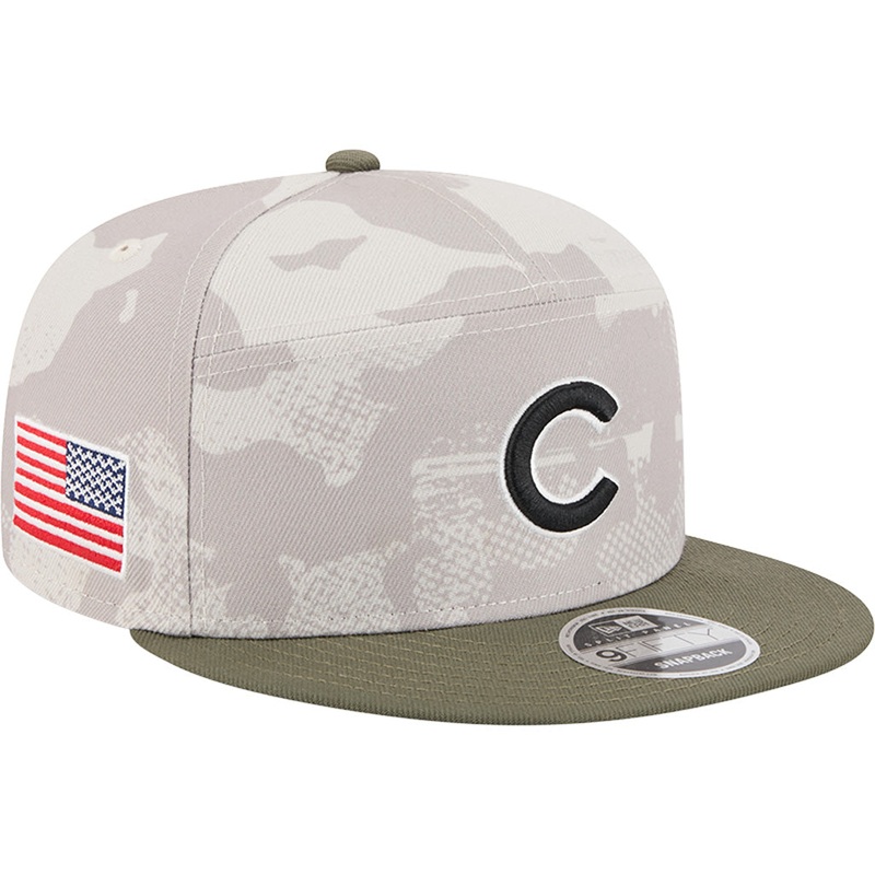 MLB Chicago Cubs New Era 2025 Armed Forces Day 9FIFTY Split Panel Snapback Hat – Stone