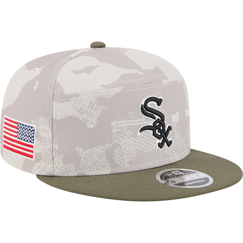 MLB Chicago White Sox New Era 2025 Armed Forces Day 9FIFTY Split Panel Snapback Hat – Stone