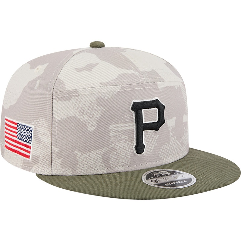 MLB Pittsburgh Pirates New Era 2025 Armed Forces Day 9FIFTY Split Panel Snapback Hat – Stone