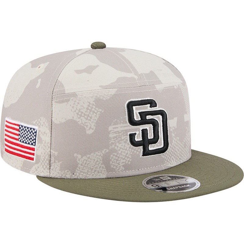 MLB San Diego Padres New Era 2025 Armed Forces Day 9FIFTY Split Panel Snapback Hat – Stone