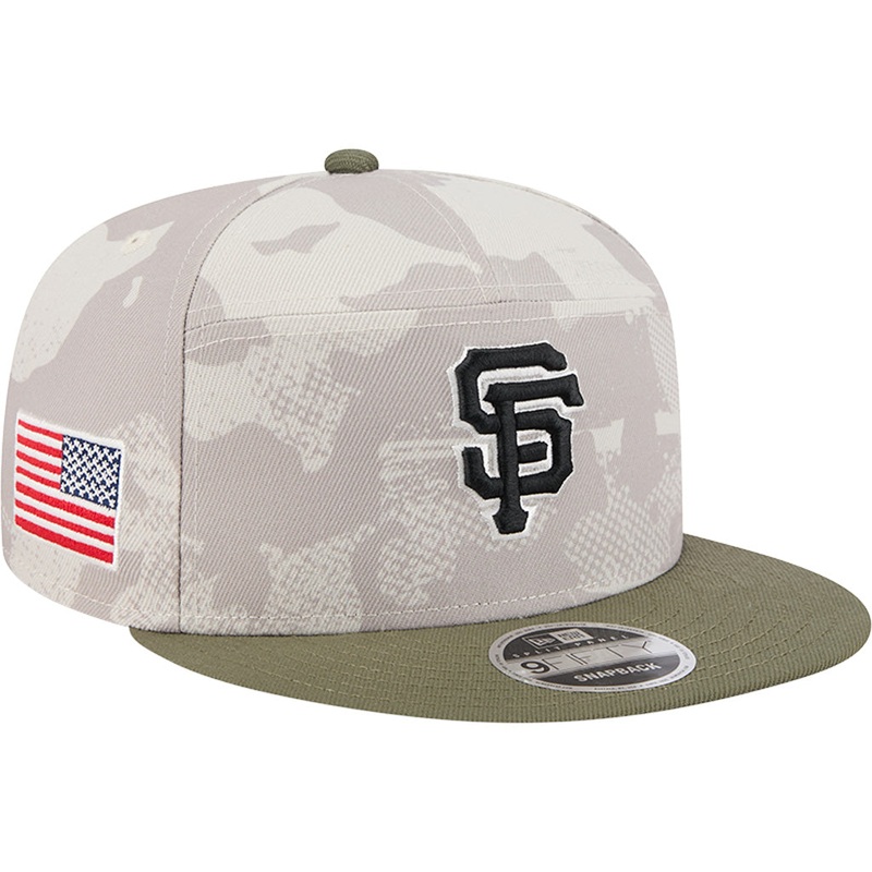 MLB San Francisco Giants New Era 2025 Armed Forces Day 9FIFTY Split Panel Snapback Hat – Stone