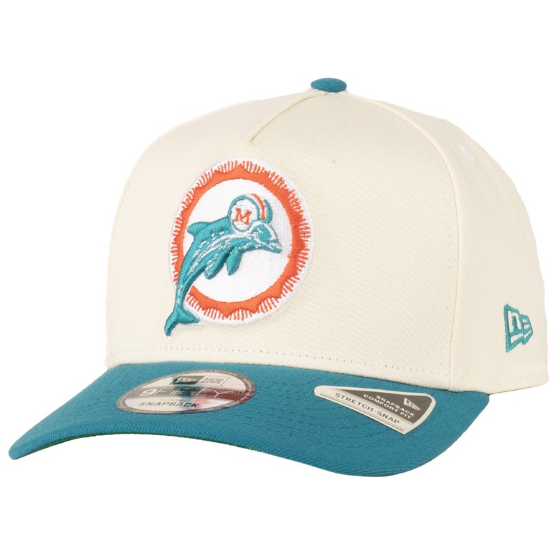 NFL Miami Dolphins New Era Throwback Two-Tone TC 9FIFTY A-Frame Snapback Hat – Cream