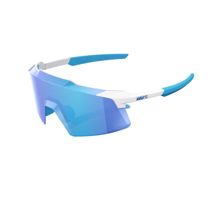 100% AEROCRAFT Matte White HiPER Blue Mirror Lens