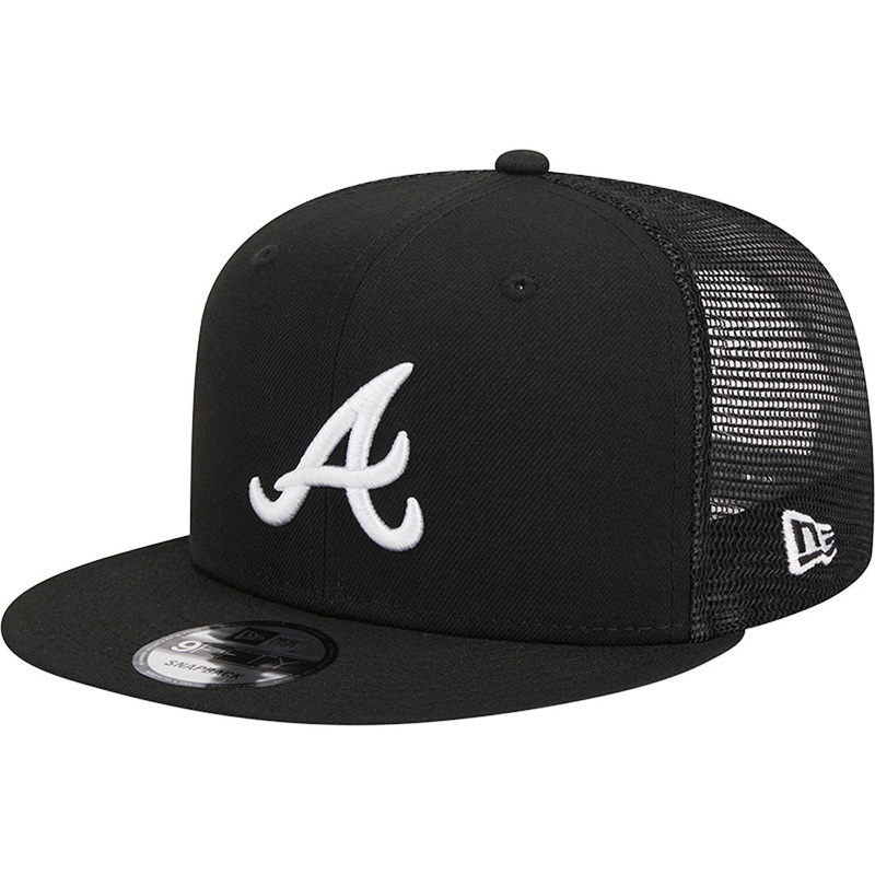 MLB Atlanta Braves New Era Black & White 9FIFTY Snapback Trucker Hat – Black