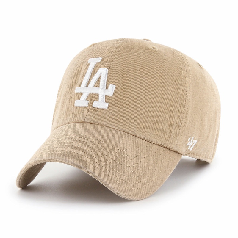 MLB Los Angeles Dodgers ’47 White Logo Khaki Clean Up Hat – Khaki