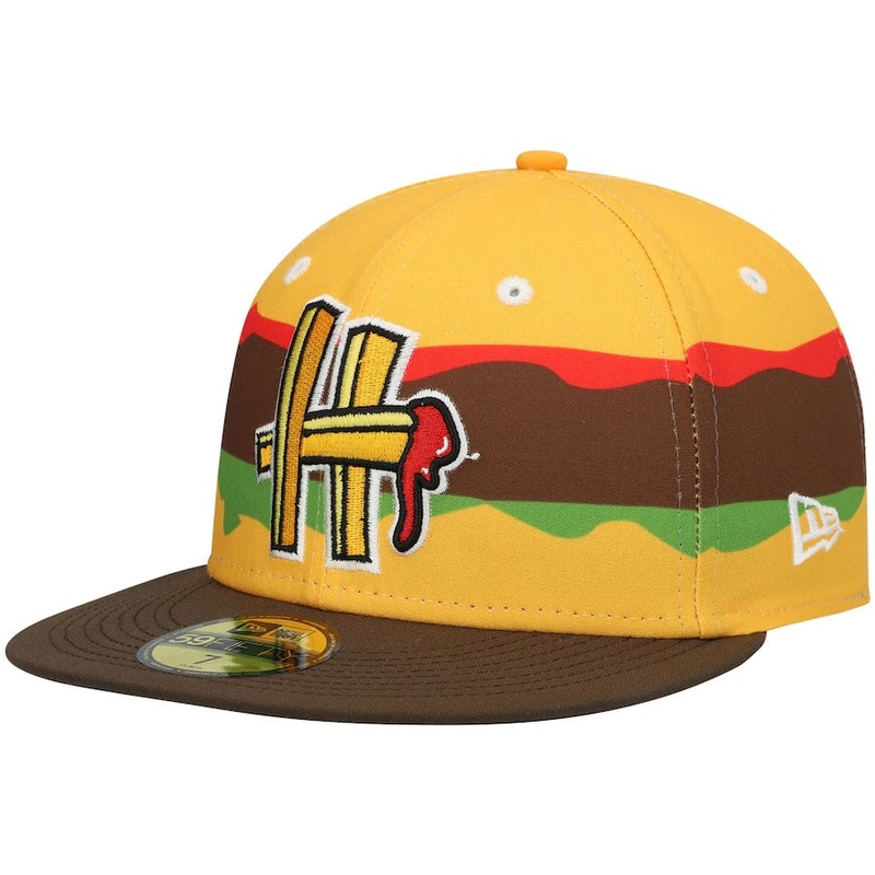New Era Hartford Yard Goats Burger Theme Night 59FIFTY Fitted Hat – Gold
