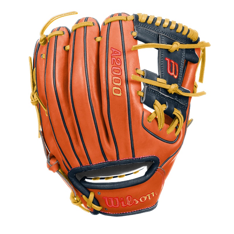 Wilson A2000 1786 11.5″ Infield Baseball Glove – Orange/Navy/Yellow – Right Hand Thrower